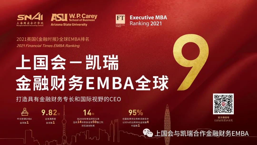 喜报|全球第9位！上国会凯瑞金融财务EMBA连续三年位列全球第一梯队
