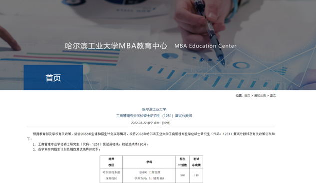 哈尔滨工业大学公布复试线：EMBA120分，MBA140分@34自主划线院校