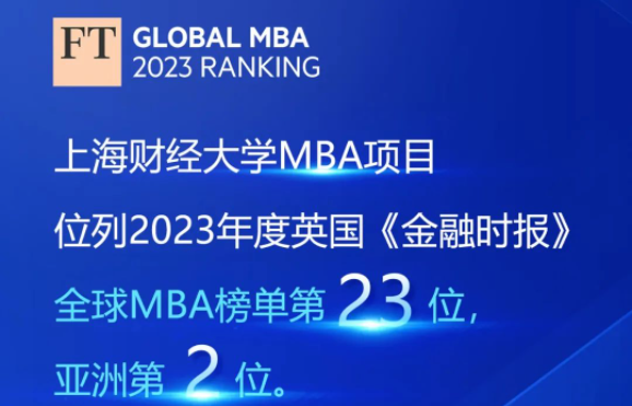 历史最好！2023年度FT排名发布，上海财经大学商学院MBA项目位列全球第23、亚洲第2！