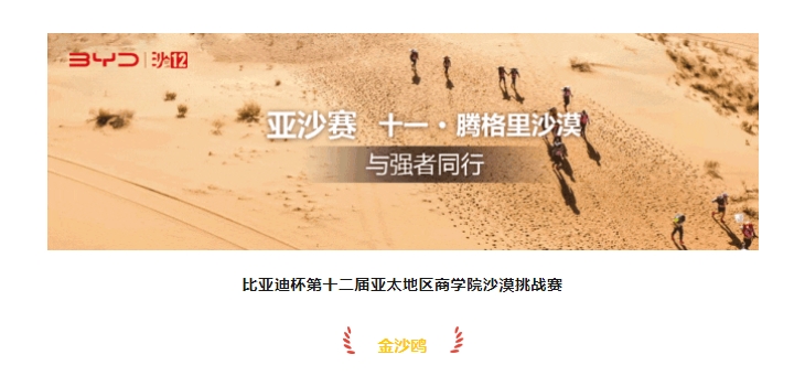 沙12｜比亚迪杯第十二届亚太地区商学院沙漠挑战赛沙鸥院校获奖名单