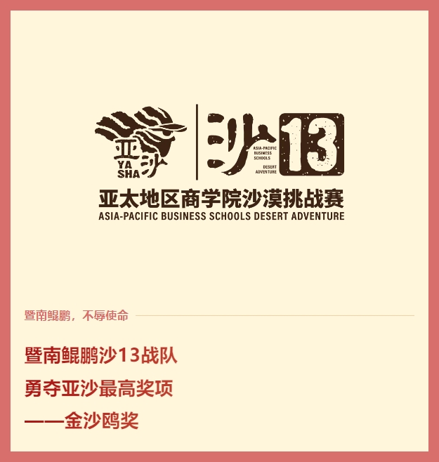 沙13捷报丨暨南鲲鹏战队再夺“金沙鸥”