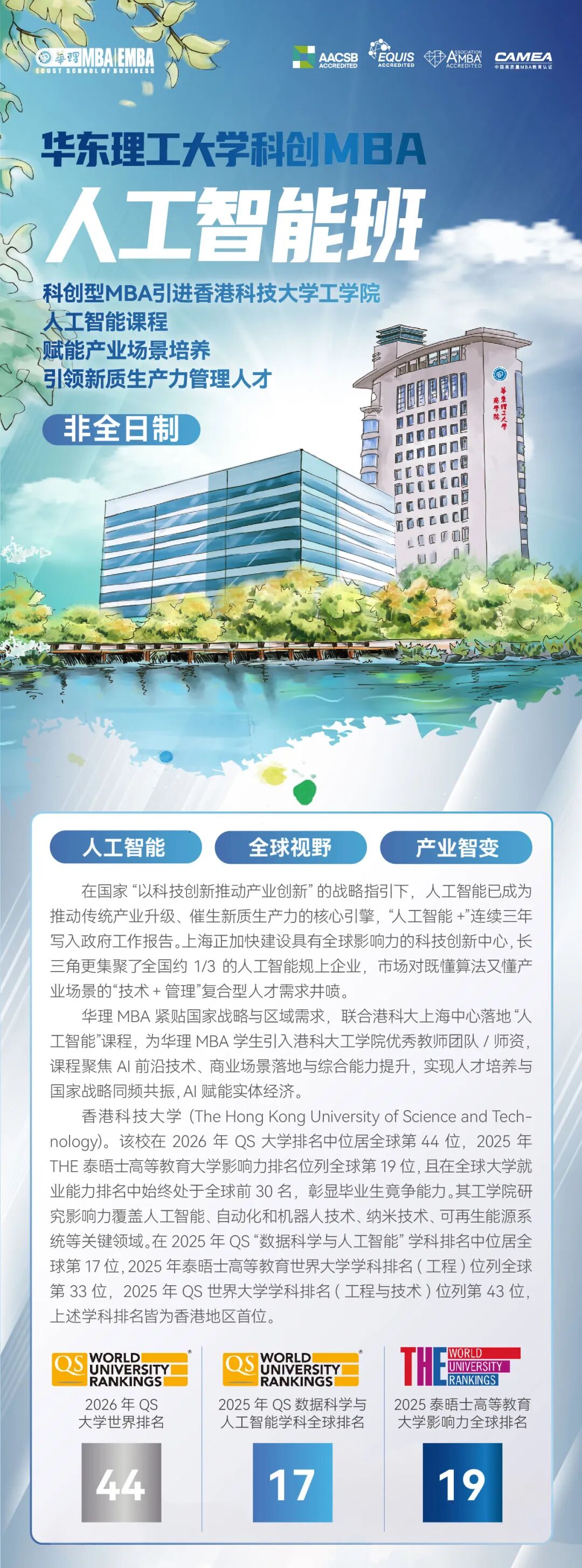 华东理工大学2026科创MBA人工智能班（非全日制）：人工智能赋能产业智变