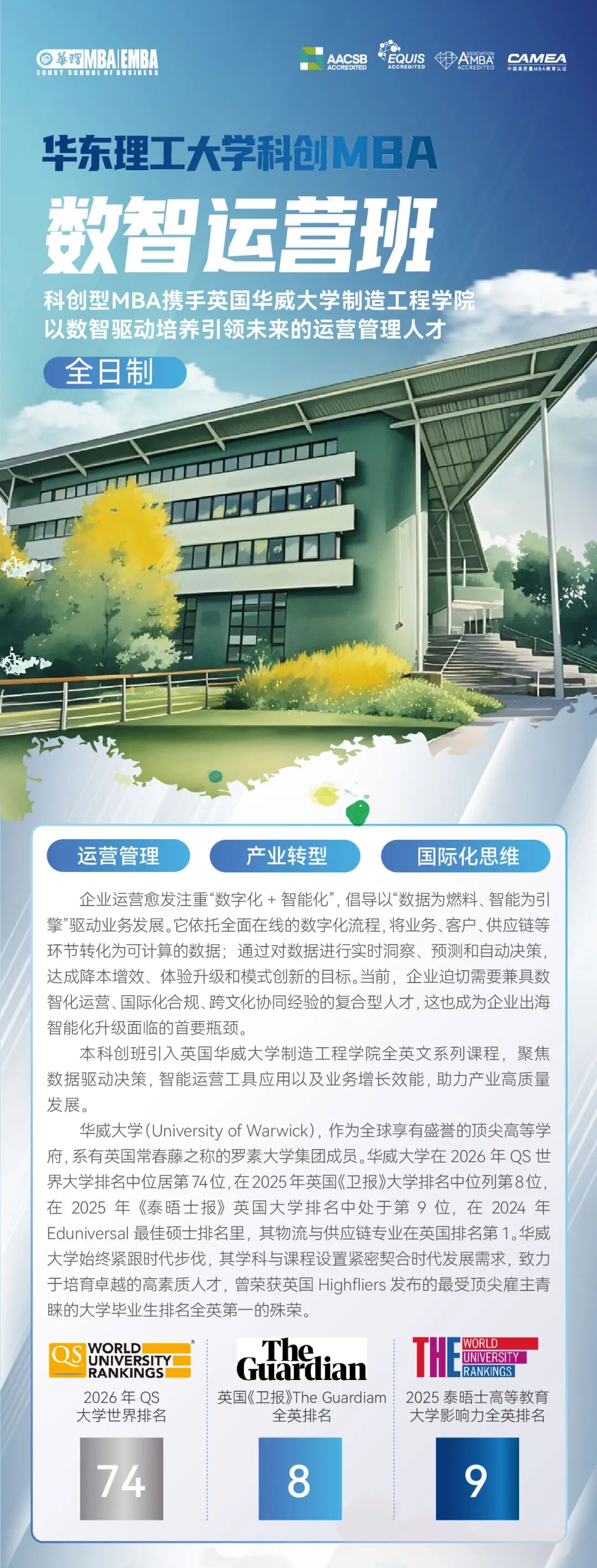 华东理工大学2026科创MBA数智运营班（全日制）：数智驱动卓越运营